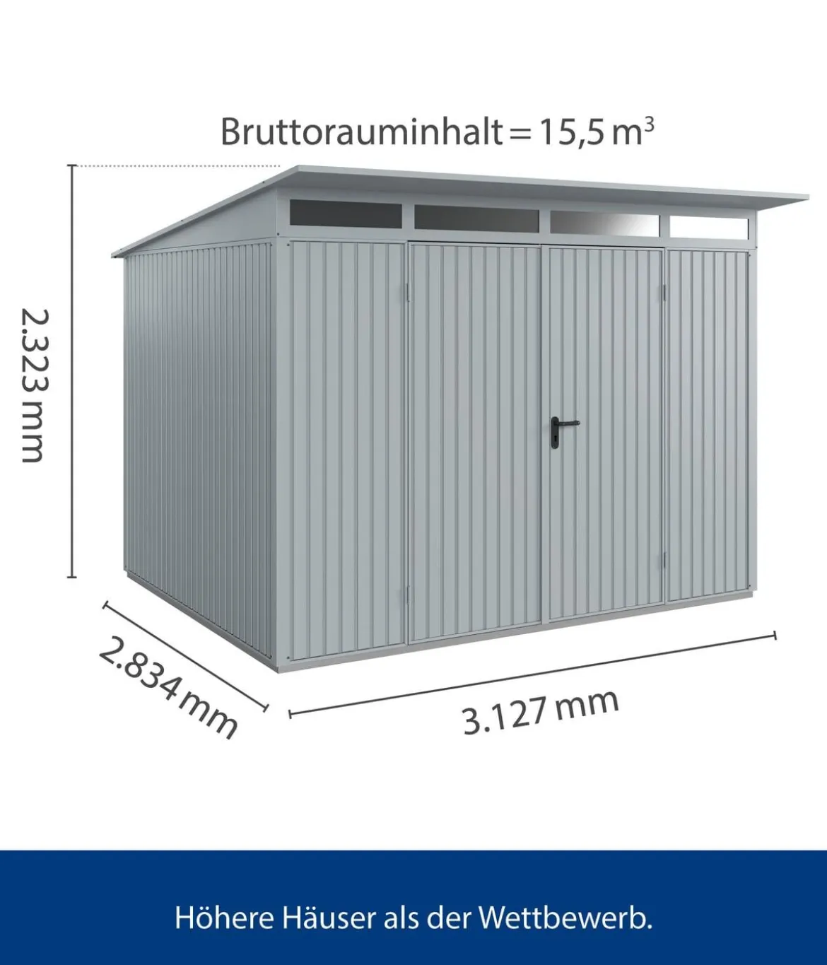 Hörmann Berry-Gerätehaus Classic-P Typ 3, ca. B312,7/H232,3/T283,4 cm