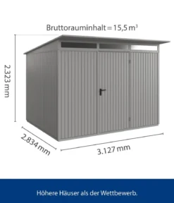 Hörmann Berry-Gerätehaus Classic-P Typ 3, ca. B312,7/H232,3/T283,4 cm