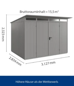 Hörmann Berry-Gerätehaus Classic-P Typ 3, ca. B312,7/H232,3/T283,4 cm