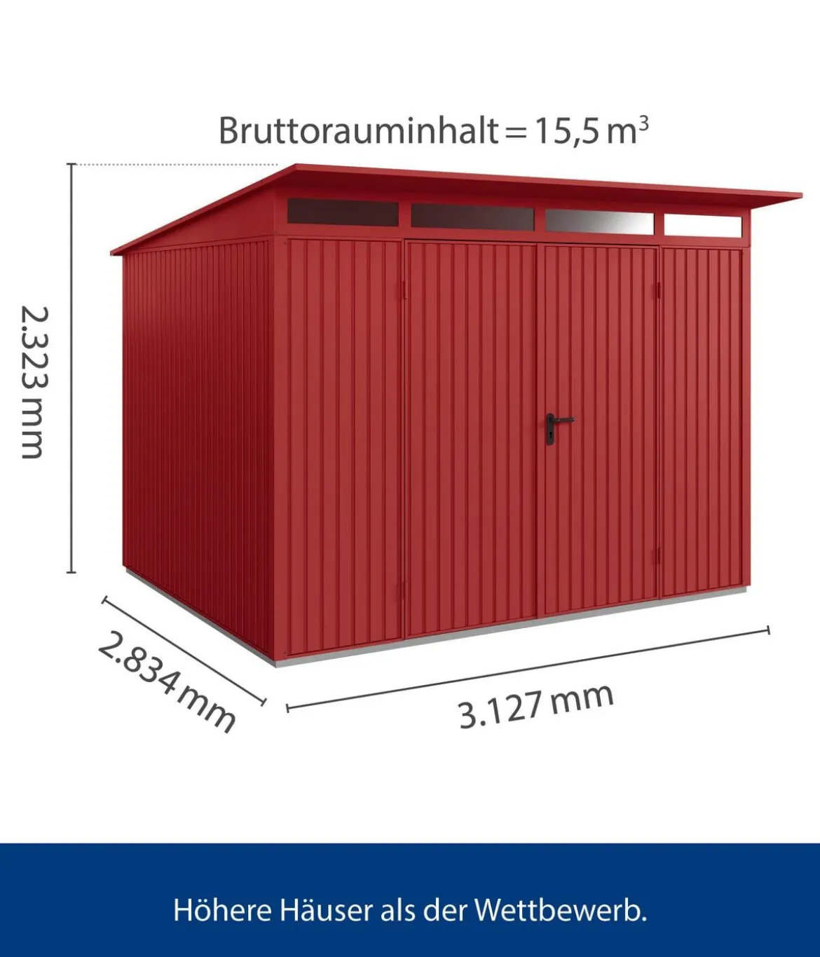Hörmann Berry-Gerätehaus Classic-P Typ 3, ca. B312,7/H232,3/T283,4 cm