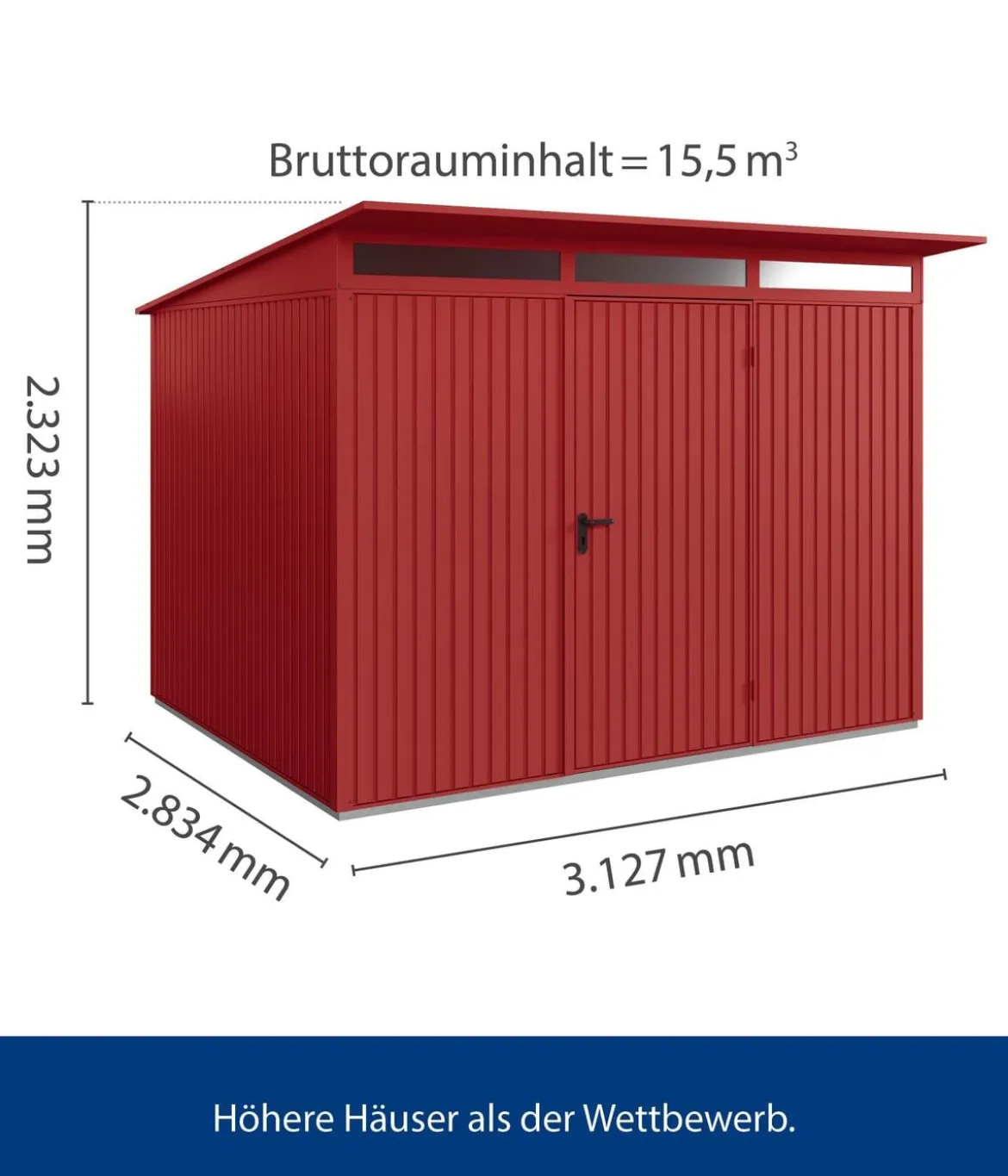 Hörmann Berry-Gerätehaus Classic-P Typ 3, ca. B312,7/H232,3/T283,4 cm