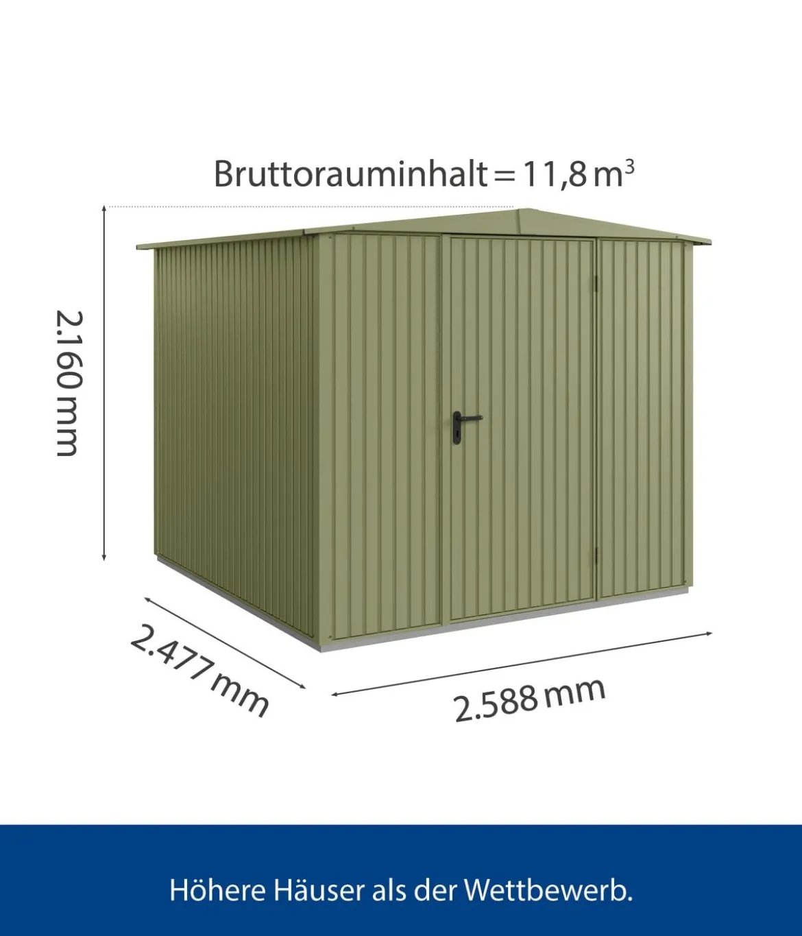 Hörmann Berry-Gerätehaus Classic-S Typ 2, ca. B258,8/H216/T247,7 cm