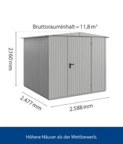 Hörmann Berry-Gerätehaus Classic-S Typ 2, ca. B258,8/H216/T247,7 cm