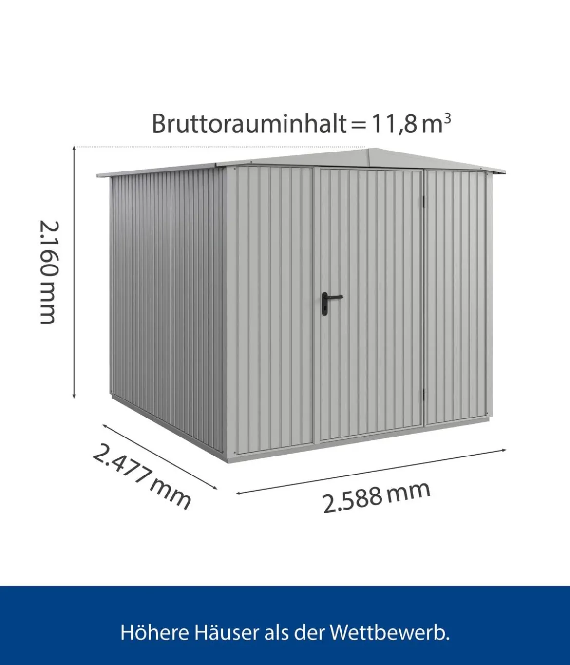 Hörmann Berry-Gerätehaus Classic-S Typ 2, ca. B258,8/H216/T247,7 cm