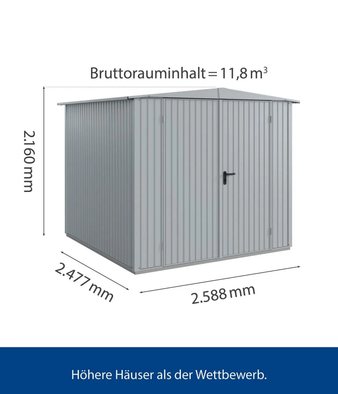 Hörmann Berry-Gerätehaus Classic-S Typ 2, ca. B258,8/H216/T247,7 cm