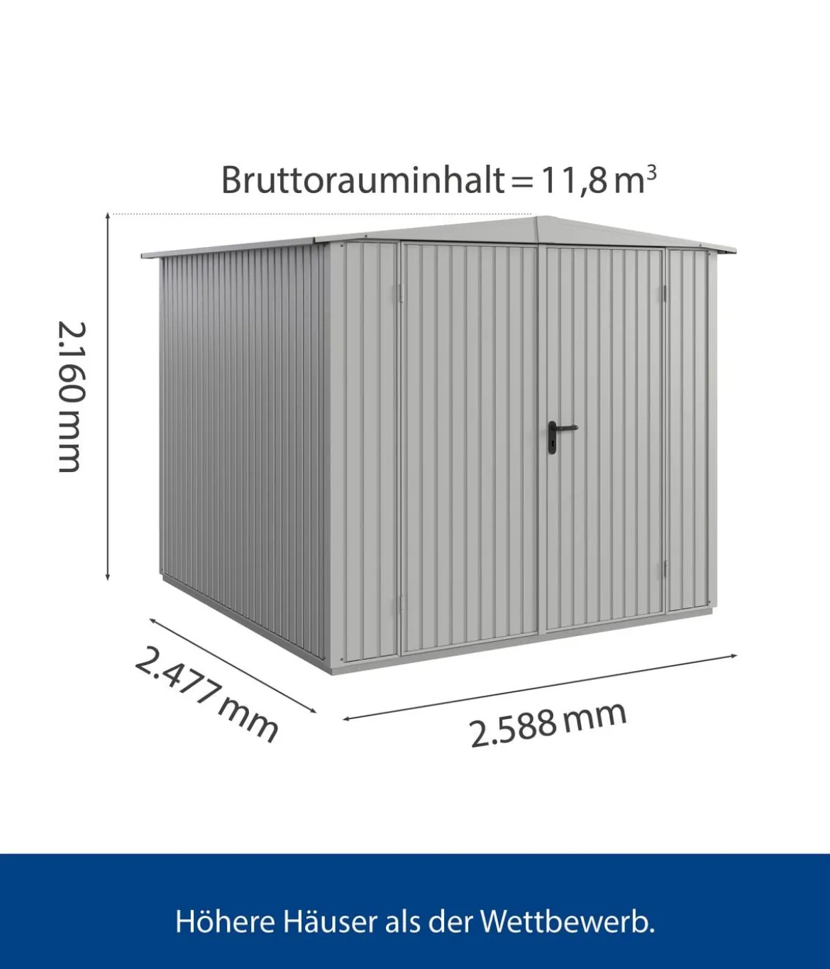 Hörmann Berry-Gerätehaus Classic-S Typ 2, ca. B258,8/H216/T247,7 cm