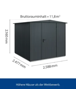 Hörmann Berry-Gerätehaus Classic-S Typ 2, ca. B258,8/H216/T247,7 cm