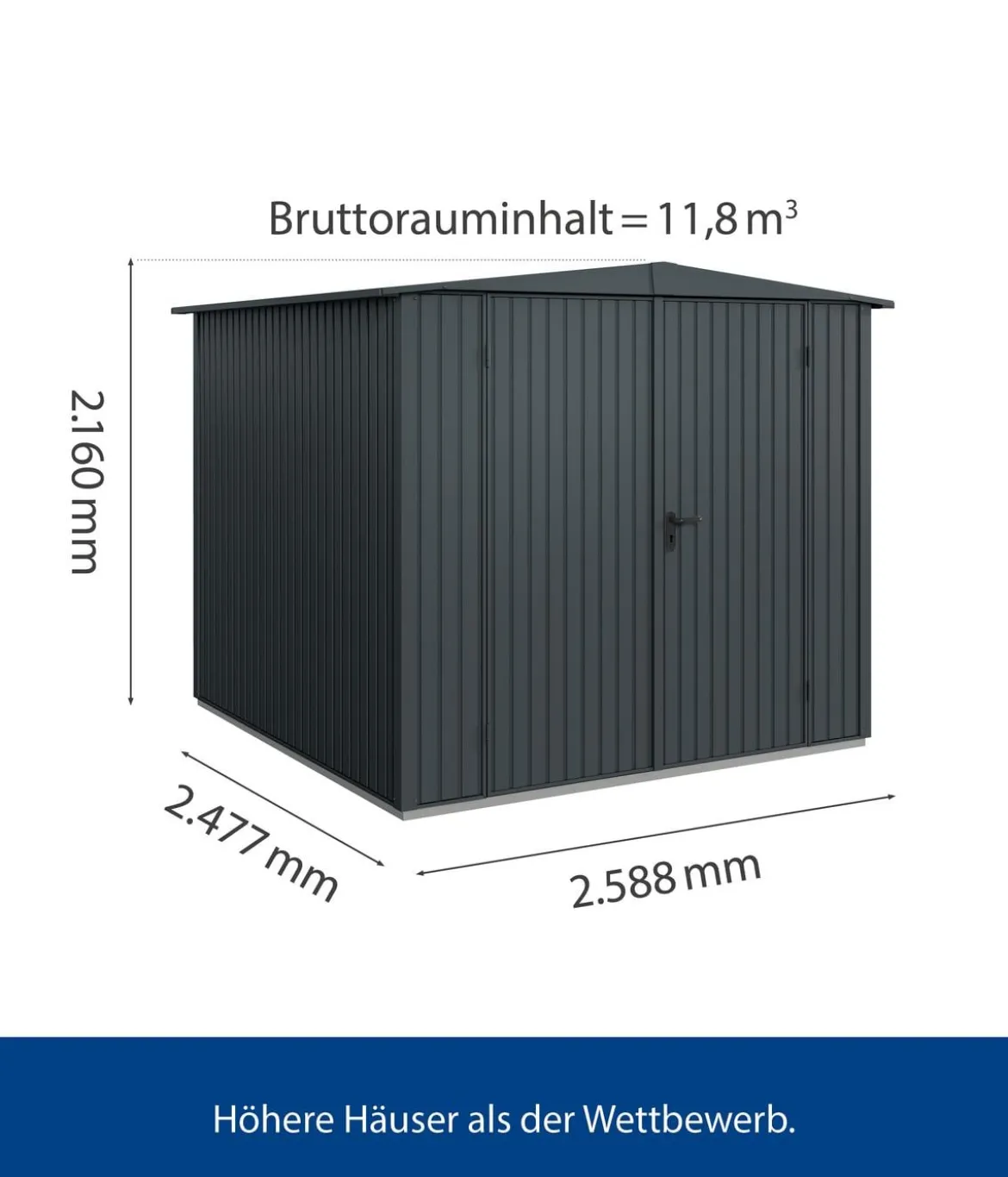 Hörmann Berry-Gerätehaus Classic-S Typ 2, ca. B258,8/H216/T247,7 cm