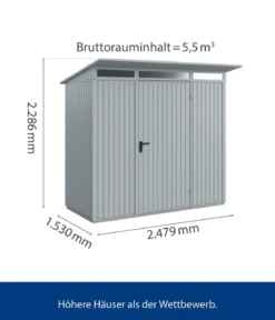 Hörmann Berry-Gerätehaus Classic-P Typ 1, ca. B247,9/H228,6/T153 cm