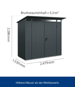 Hörmann Berry-Gerätehaus Classic-P Typ 1, ca. B247,9/H228,6/T153 cm
