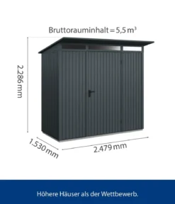 Hörmann Berry-Gerätehaus Classic-P Typ 1, ca. B247,9/H228,6/T153 cm