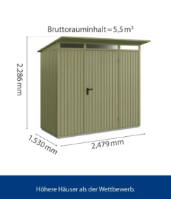 Hörmann Berry-Gerätehaus Classic-P Typ 1, ca. B247,9/H228,6/T153 cm