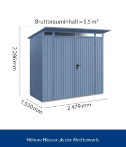 Hörmann Berry-Gerätehaus Classic-P Typ 1, ca. B247,9/H228,6/T153 cm