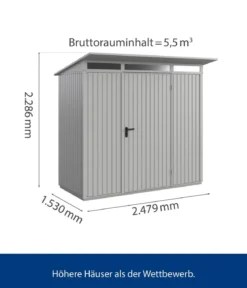 Hörmann Berry-Gerätehaus Classic-P Typ 1, ca. B247,9/H228,6/T153 cm