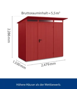Hörmann Berry-Gerätehaus Classic-P Typ 1, ca. B247,9/H228,6/T153 cm