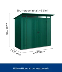 Hörmann Berry-Gerätehaus Classic-P Typ 1, ca. B247,9/H228,6/T153 cm