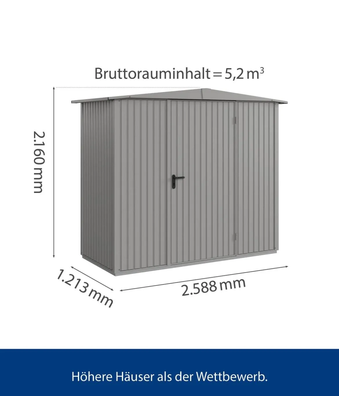 Hörmann Berry-Gerätehaus Classic-S Typ 1, ca. B258,8/H216/T121,3 cm