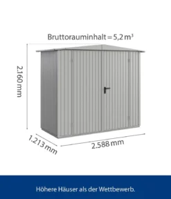 Hörmann Berry-Gerätehaus Classic-S Typ 1, ca. B258,8/H216/T121,3 cm