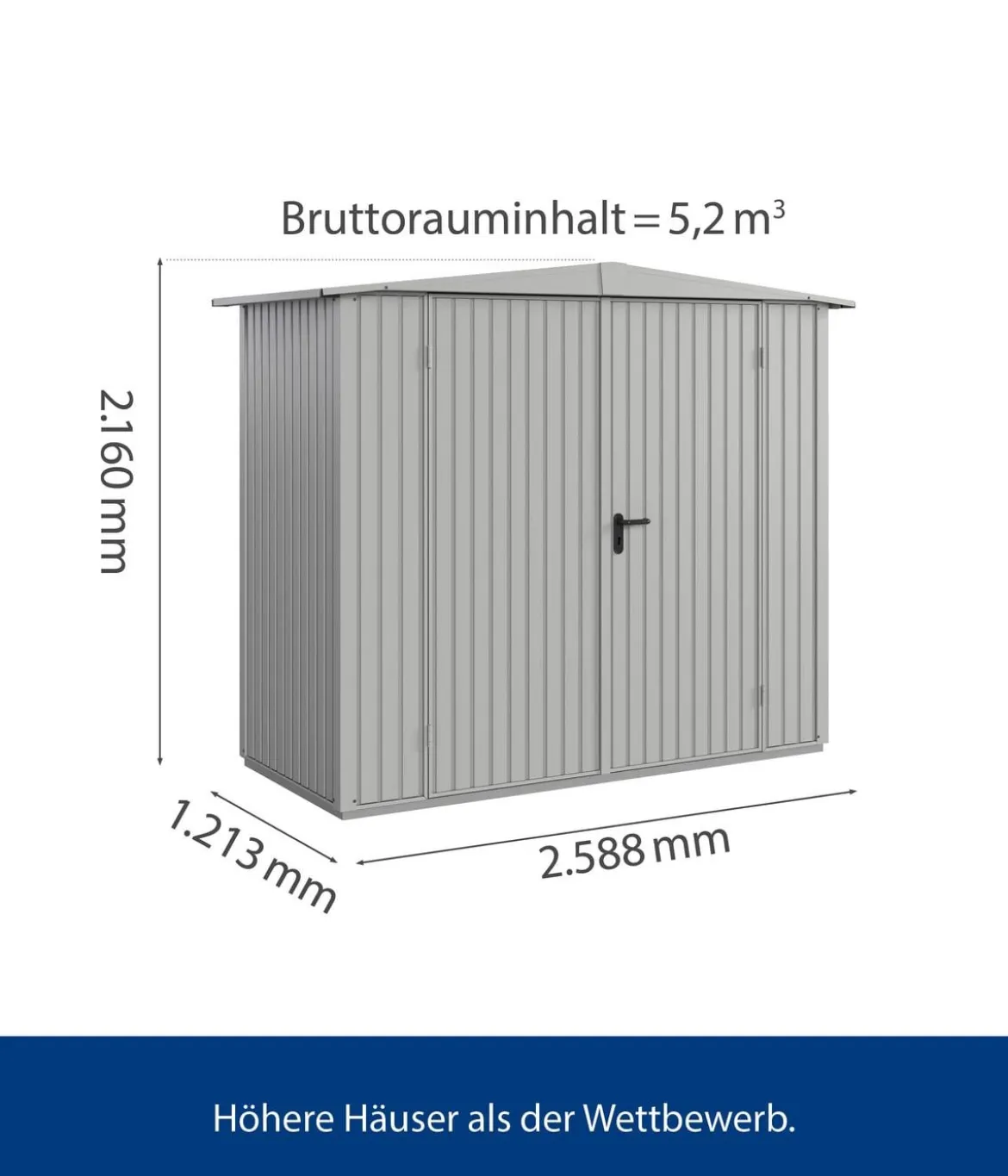 Hörmann Berry-Gerätehaus Classic-S Typ 1, ca. B258,8/H216/T121,3 cm