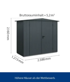 Hörmann Berry-Gerätehaus Classic-S Typ 1, ca. B258,8/H216/T121,3 cm