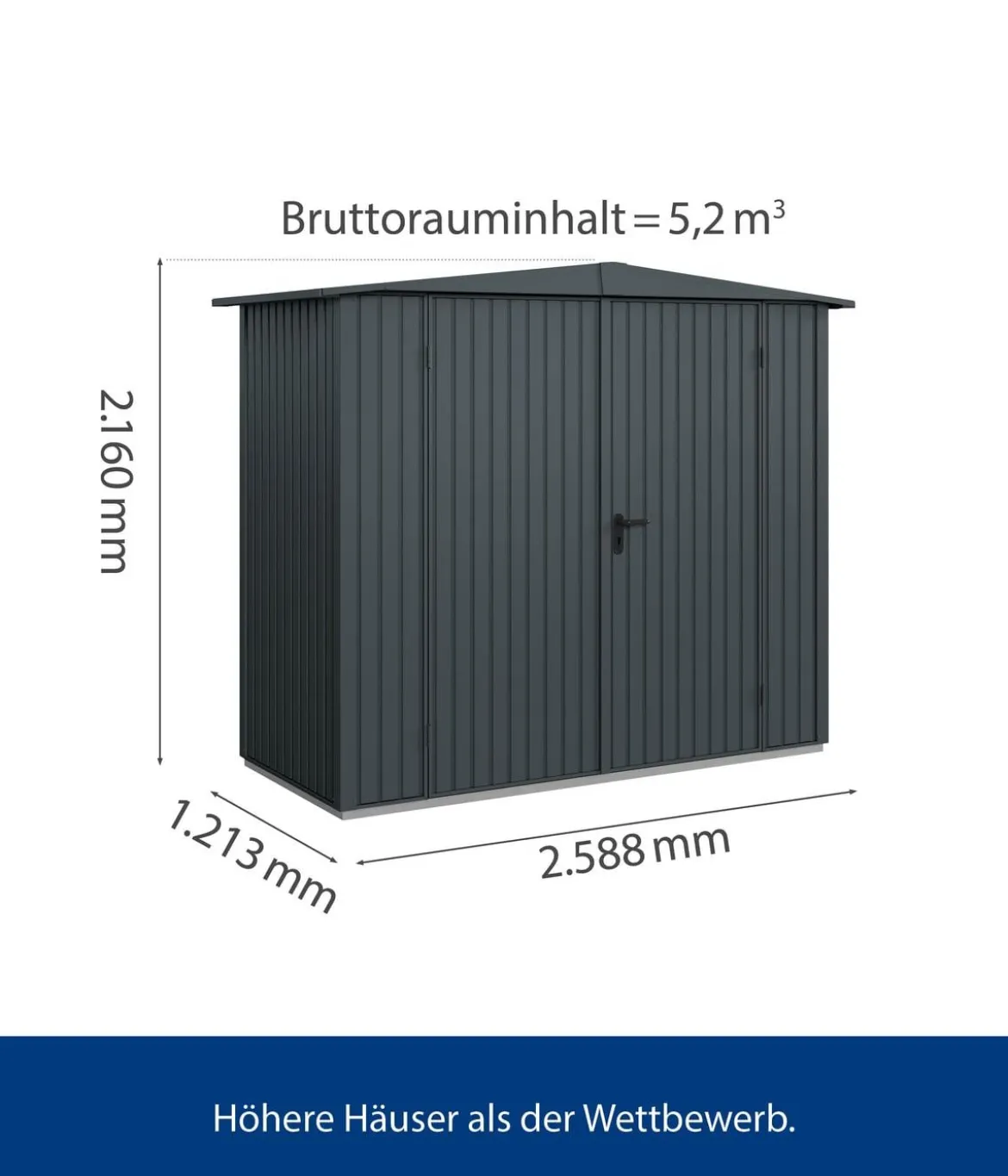 Hörmann Berry-Gerätehaus Classic-S Typ 1, ca. B258,8/H216/T121,3 cm