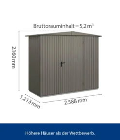 Hörmann Berry-Gerätehaus Classic-S Typ 1, ca. B258,8/H216/T121,3 cm