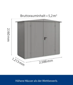 Hörmann Berry-Gerätehaus Classic-S Typ 1, ca. B258,8/H216/T121,3 cm