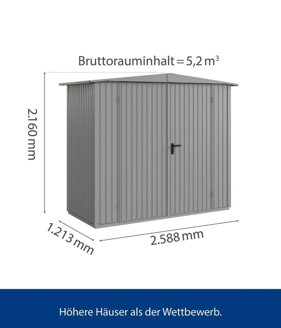 Hörmann Berry-Gerätehaus Classic-S Typ 1, ca. B258,8/H216/T121,3 cm