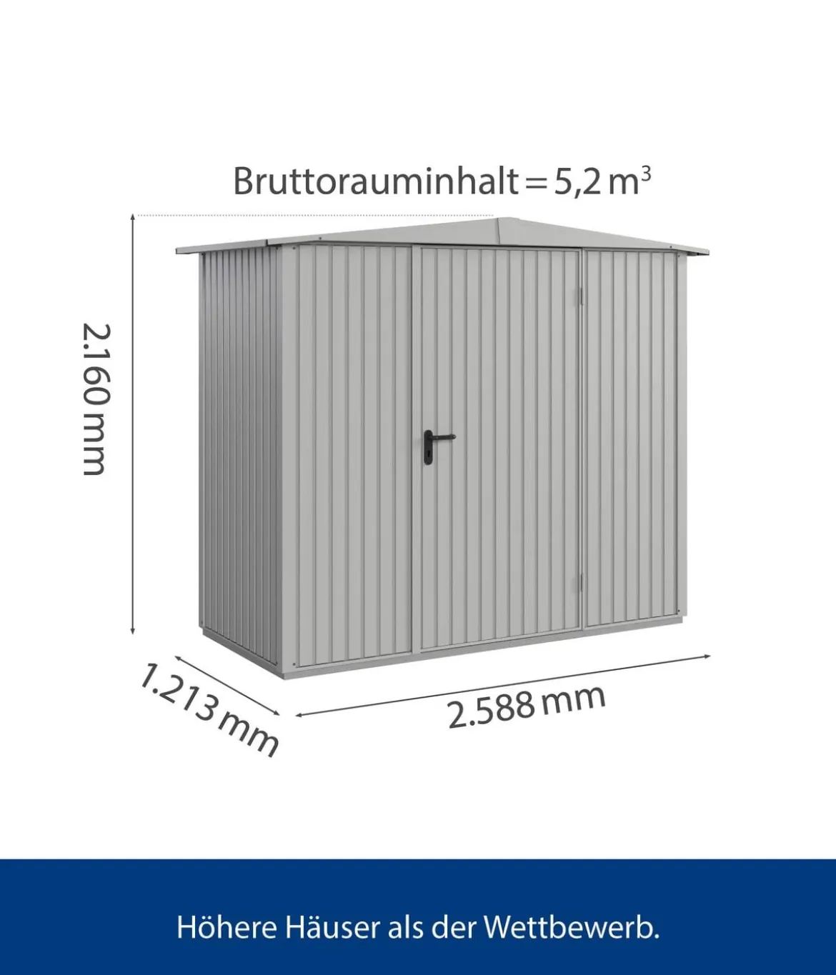 Hörmann Berry-Gerätehaus Classic-S Typ 1, ca. B258,8/H216/T121,3 cm