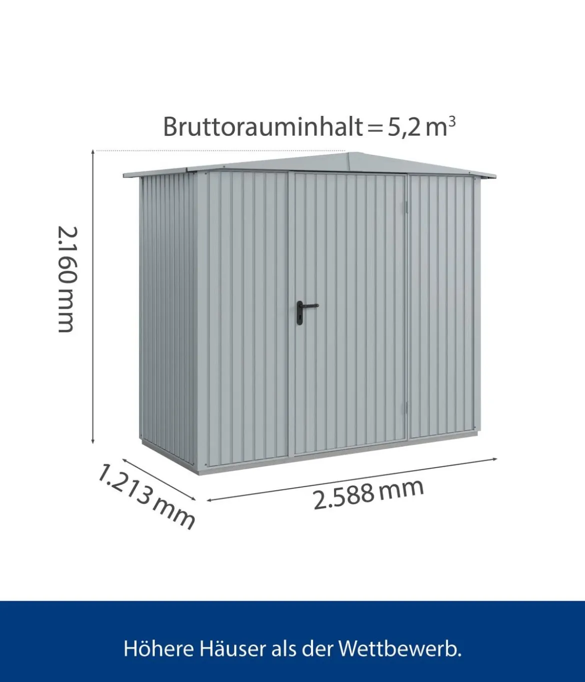 Hörmann Berry-Gerätehaus Classic-S Typ 1, ca. B258,8/H216/T121,3 cm