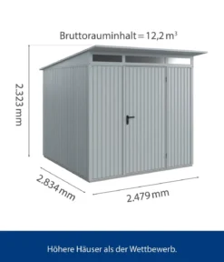 Hörmann Berry-Gerätehaus Classic-P Typ 2, ca. B247,9/H232,3/T283,4 cm