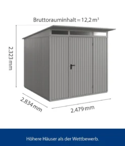 Hörmann Berry-Gerätehaus Classic-P Typ 2, ca. B247,9/H232,3/T283,4 cm