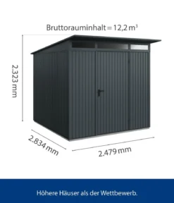Hörmann Berry-Gerätehaus Classic-P Typ 2, ca. B247,9/H232,3/T283,4 cm