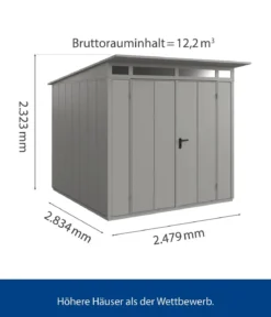 Hörmann Berry-Gerätehaus Modern-P Typ 2, ca. B247,9/H232,3/T283,4 cm