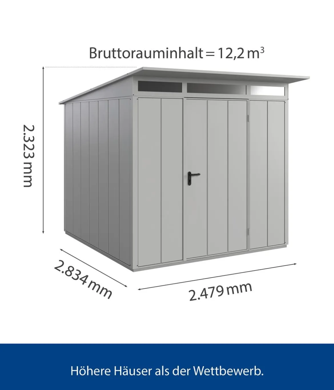 Hörmann Berry-Gerätehaus Modern-P Typ 2, ca. B247,9/H232,3/T283,4 cm