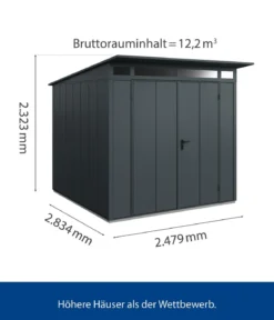 Hörmann Berry-Gerätehaus Modern-P Typ 2, ca. B247,9/H232,3/T283,4 cm