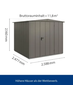 Hörmann Berry-Gerätehaus Modern-S Typ 2, ca. B258,8/H216/T247,7 cm