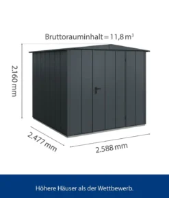 Hörmann Berry-Gerätehaus Modern-S Typ 2, ca. B258,8/H216/T247,7 cm