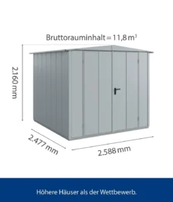 Hörmann Berry-Gerätehaus Modern-S Typ 2, ca. B258,8/H216/T247,7 cm
