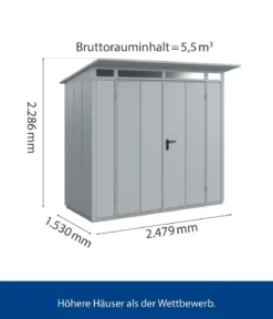 Hörmann Berry-Gerätehaus Modern-P Typ 1, ca. B247,9/H228,6/T153 cm