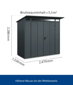 Hörmann Berry-Gerätehaus Modern-P Typ 1, ca. B247,9/H228,6/T153 cm
