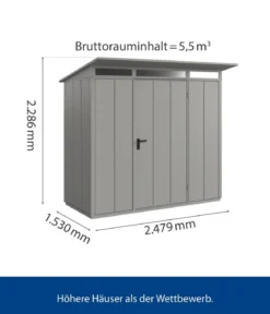 Hörmann Berry-Gerätehaus Modern-P Typ 1, ca. B247,9/H228,6/T153 cm