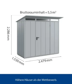 Hörmann Berry-Gerätehaus Modern-P Typ 1, ca. B247,9/H228,6/T153 cm