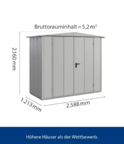 Hörmann Berry-Gerätehaus Modern-S Typ 1, ca. B258,8/H216/T121,3 cm
