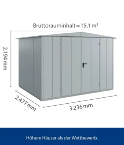 Hörmann Berry-Gerätehaus Modern-S Typ 3, ca. B323,6/H219,4/T247,7 cm
