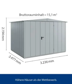 Hörmann Berry-Gerätehaus Modern-S Typ 3, ca. B323,6/H219,4/T247,7 cm