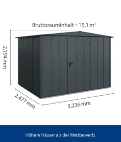 Hörmann Berry-Gerätehaus Modern-S Typ 3, ca. B323,6/H219,4/T247,7 cm