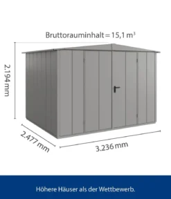 Hörmann Berry-Gerätehaus Modern-S Typ 3, ca. B323,6/H219,4/T247,7 cm