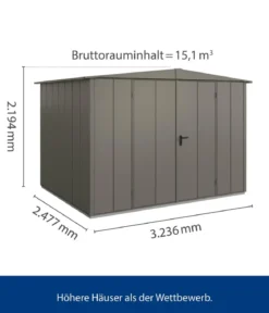 Hörmann Berry-Gerätehaus Modern-S Typ 3, ca. B323,6/H219,4/T247,7 cm