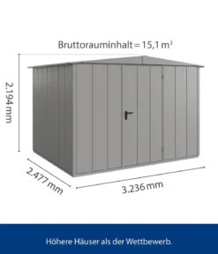 Hörmann Berry-Gerätehaus Modern-S Typ 3, ca. B323,6/H219,4/T247,7 cm